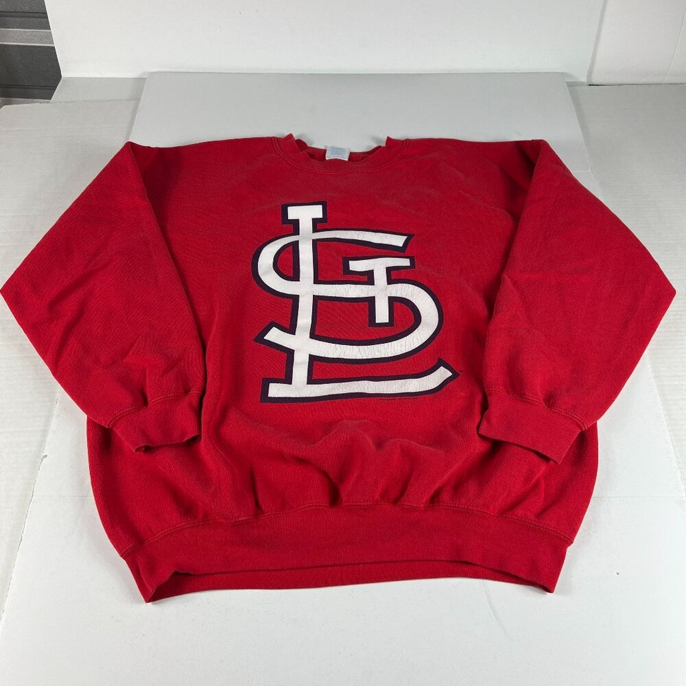 Y2K MLB St Louis Cardinals Baseball Sweatshirt Large Red Big STL Logo Crewneck